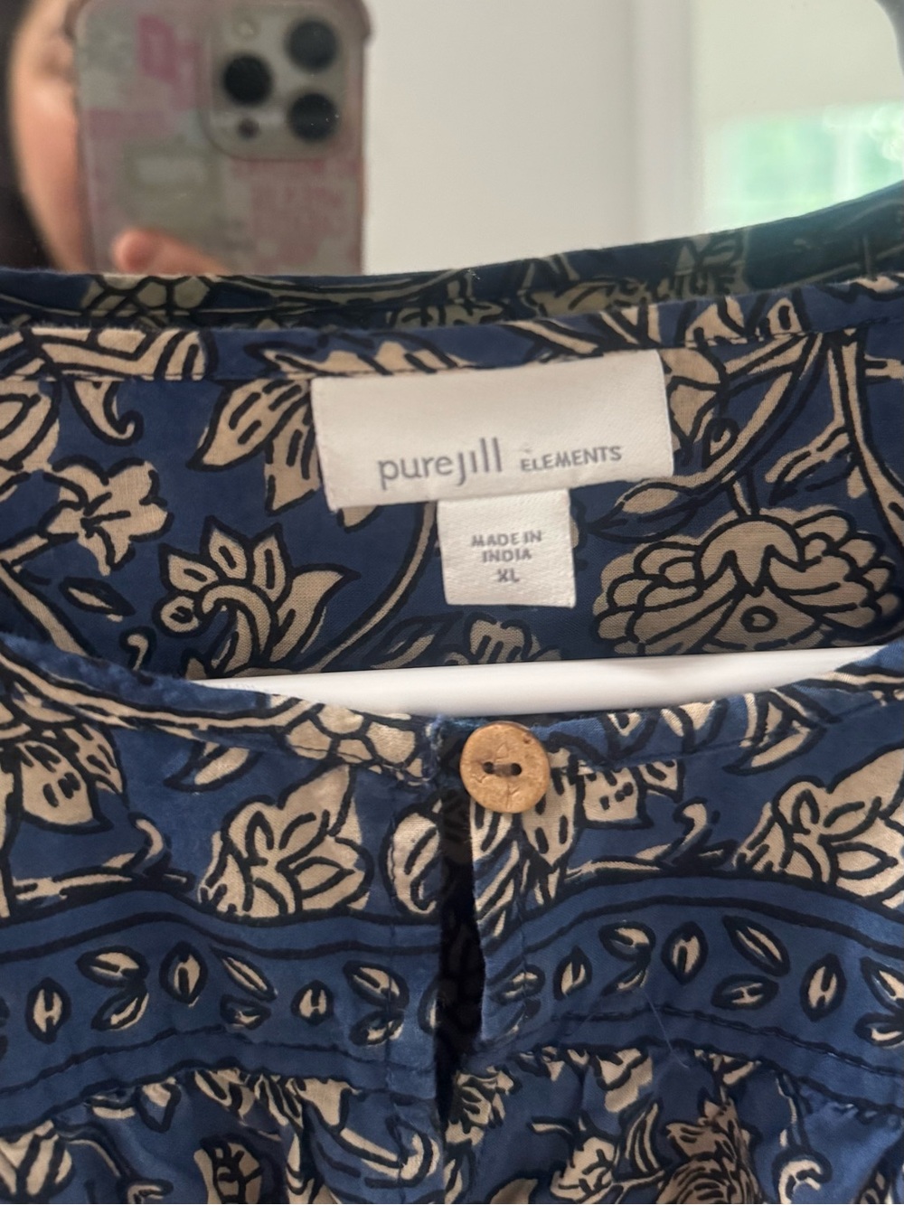 LIKE NEW J.Jill 100% Cotton Printed Boho Top - Picture 3 of 4
